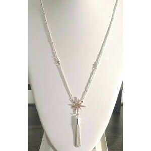Lauren Conrad Rose Gold Tone Rhinestone Star Silver Tone Chain Necklace New